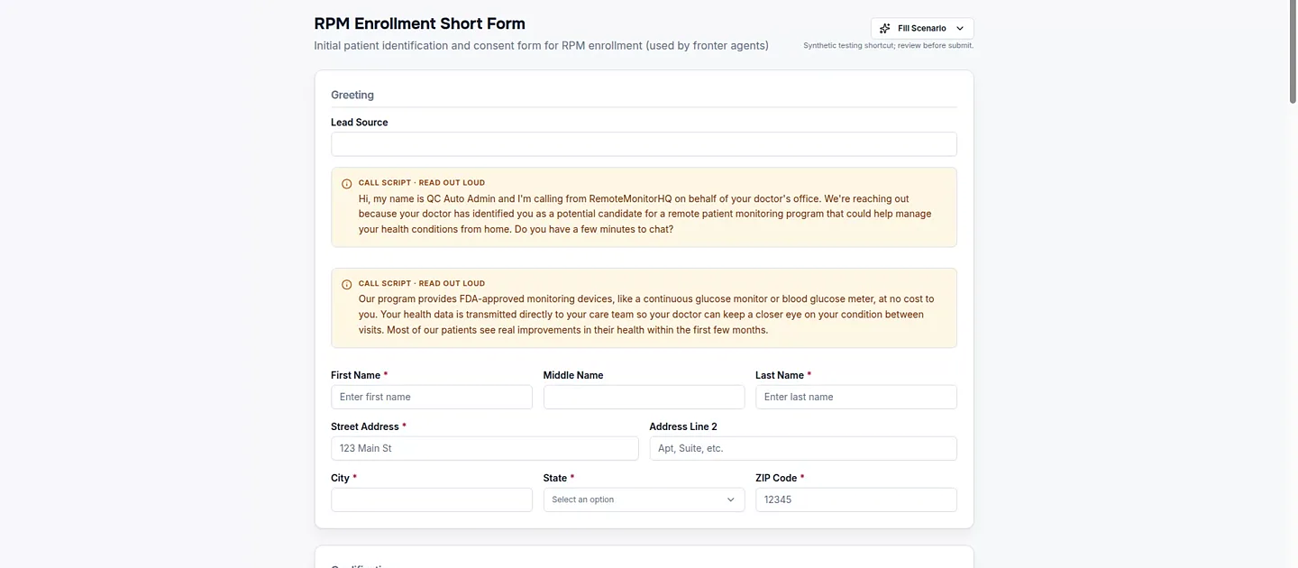 Synthetic guided workflow form and system handoff